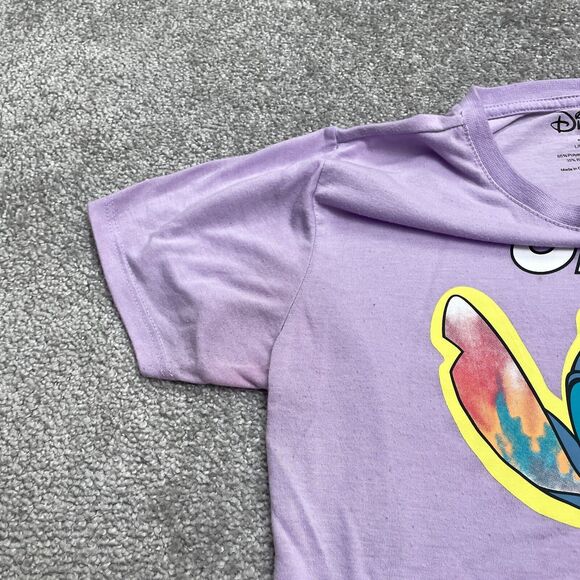 Disney Stitch Ohana Means Family Graphic T-Shirt Juniors Large Purple Casual Tee - Picture 6 of 13